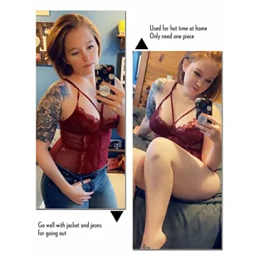 Elegant Aranmei Lace Strappy Teddy Lingerie in Wine Red