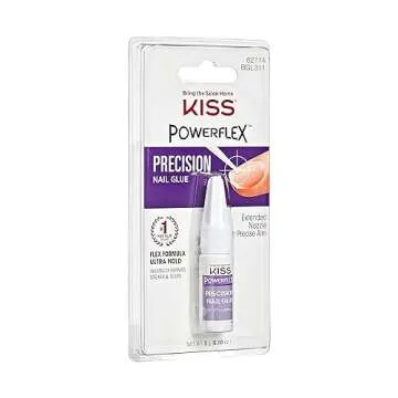 KISS PowerFlex Precision Nail Glue - Fast Drying Adhesive for Glue-On Nails & Repairs with Precision Tip Nozzle, Ideal for Tips & Wraps, Net Wt. 0.10 oz (3g)