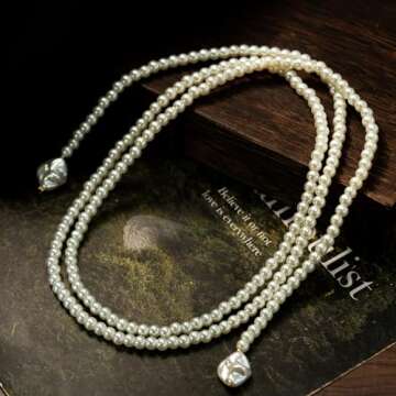 50IN Charm Long Pearl Necklace for Timeless Elegance
