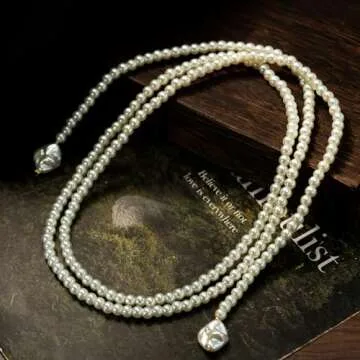 50IN Charm Long Pearl Necklace for Timeless Elegance