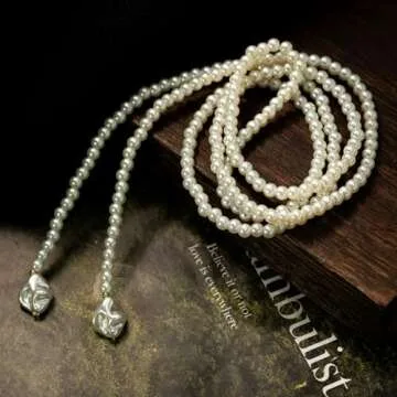 50IN Charm Long Pearl Necklace for Timeless Elegance