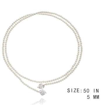 50IN Charm Long Pearl Necklace for Timeless Elegance
