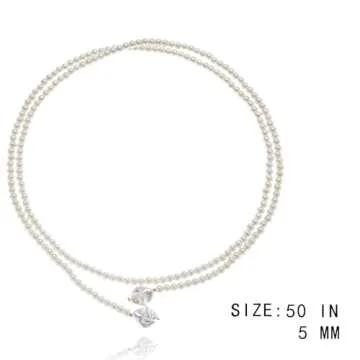 50IN Charm Long Pearl Necklace for Timeless Elegance