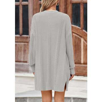 PRETTYGARDEN Women's Fall Loose Open Front Cardigan Long Sleeve Cable Knit Sweaters Lightweight Outw...
