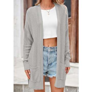 PRETTYGARDEN Women's Lightweight Open Front Cardigan with Pockets