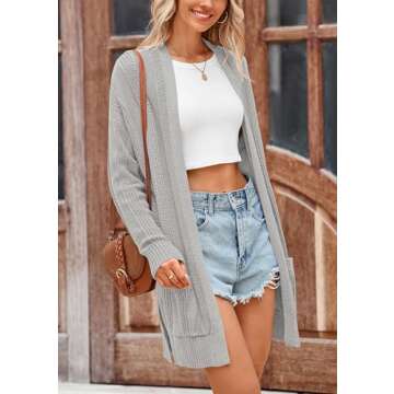 PRETTYGARDEN Women's Lightweight Open Front Cardigan with Pockets