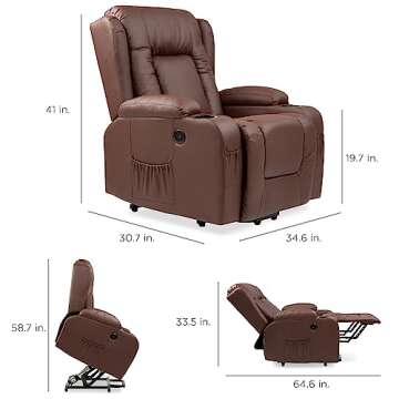 Best Choice Products PU Leather Electric Power Lift Chair, Recliner Massage Chair, Adjustable Furnit...
