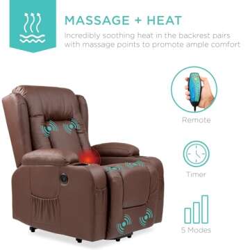 Electric Power Lift Recliner Chair with Massage & Heat
