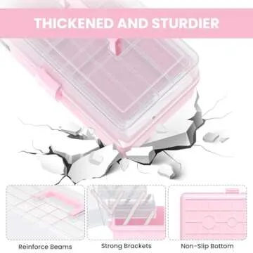 ARJudy 13in 3-Layer Adjustable Craft Organizer with Dividers - Portable Multipurpose Storage Box for Art Supplies, Sewing Kits, Medicine, and Home Utility, Foldable Clear Plastic Design with Handles