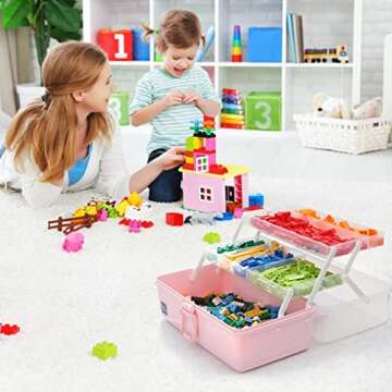 ARJudy 13in 3-Layer Adjustable Craft Organizer with Dividers - Portable Multipurpose Storage Box for Art Supplies, Sewing Kits, Medicine, and Home Utility, Foldable Clear Plastic Design with Handles