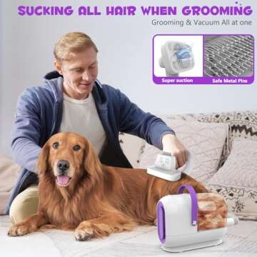 homeika pro Dog Grooming Kit&Vacuum, 3L Pet Grooming Vacuum 99% Pet Hair Suction, 5 Grooming Tools, ...