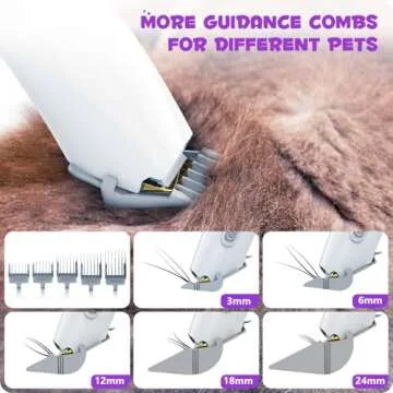 homeika pro Dog Grooming Kit&Vacuum, 3L Pet Grooming Vacuum 99% Pet Hair Suction, 5 Grooming Tools, 5 Combs, Quiet Pet Vacuum Groomer with Hair Roller, Massage Nozzle for Shedding Dogs,White&Purple