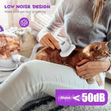 homeika pro Dog Grooming Kit&Vacuum, 3L Pet Grooming Vacuum 99% Pet Hair Suction, 5 Grooming Tools, 5 Combs, Quiet Pet Vacuum Groomer with Hair Roller, Massage Nozzle for Shedding Dogs,White&Purple