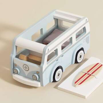 Le Toy Van - Wooden Holiday Campervan with Detachable Surfboard | Suitable for 3 Year Old +