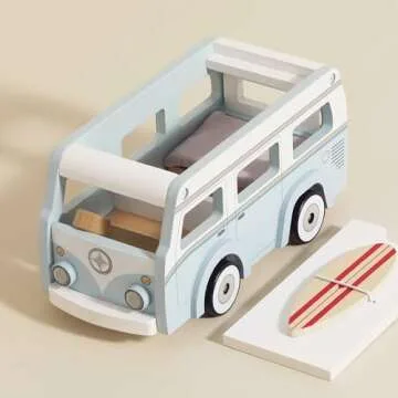 Le Toy Van - Wooden Holiday Campervan with Detachable Surfboard | Suitable for 3 Year Old +