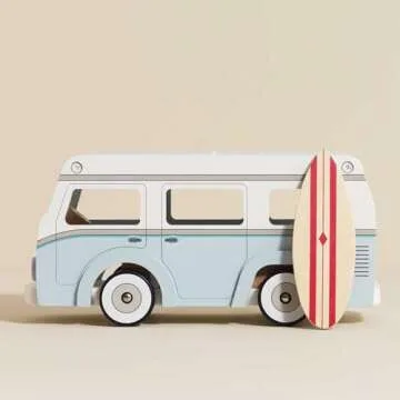 Le Toy Van - Wooden Holiday Campervan with Detachable Surfboard | Suitable for 3 Year Old +