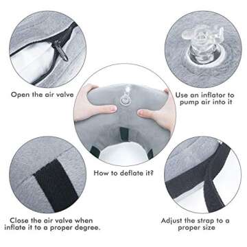 BENCMATE Protective Inflatable Collar for Dogs and Cats - Soft Pet Recovery Collar Does Not Block Vision E-Collar (Large, Grey)