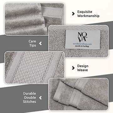NOVA Luxury Turkish Towel Set - 6 Pcs Mirage Grey