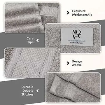 NOVA Luxury Turkish Towel Set - 6 Pcs Mirage Grey