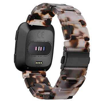 AWSMOR Compatible with Fitbit Versa 2 /Versa/Versa Lite Band Women men Resin Wristbands Strap with M...