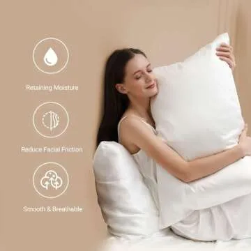 ZIMASILK 100% Pure 22 Momme Mulberry Silk Pillowcase for Hair and Skin - Upgraded Real Grade 6A Silk - Durable, Soft & Anti-Aging (Standard 20''x26''Ivory)