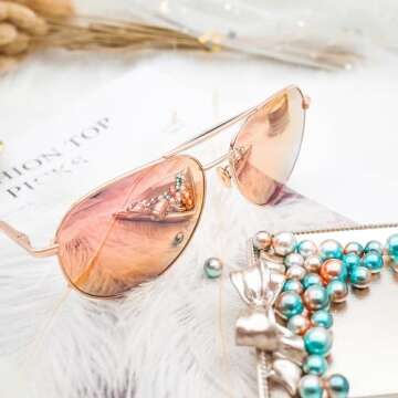 SUNGAIT Women's Lightweight Oversized Aviator Sunglasses - Mirrored Polarized Lens