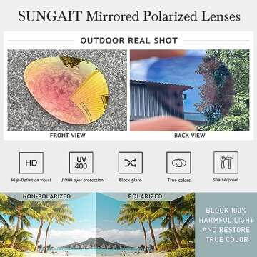 SUNGAIT Women's Lightweight Oversized Aviator Sunglasses - Mirrored Polarized Lens