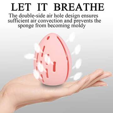 Makeup Sponge Holder with Makeup Sponge - Beauty Blender Sponge & Silicone Double-sided Breathable Travel Beauty Makeup Blender, Shatterproof Makeup Sponges Case travel essentials for women (Pink)