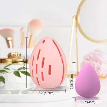 Makeup Sponge Holder with Makeup Sponge - Beauty Blender Sponge & Silicone Double-sided Breathable Travel Beauty Makeup Blender, Shatterproof Makeup Sponges Case travel essentials for women (Pink)
