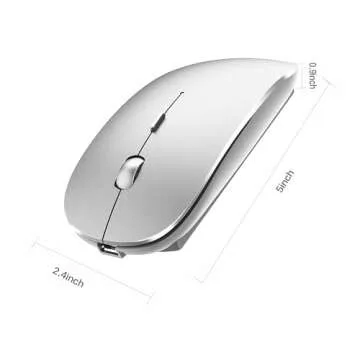 PEIBO Bluetooth Wireless Mouse for Laptop mac MacBook ipad MacBook air MacBook pro pc Desktop Computer Windows Chromebook Notebook (Silver)