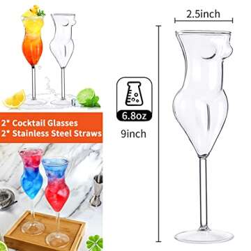SuproBarware Cocktail Glasses 6.8oz 200ml Set of 2 Lead-Free Martini Glasses Whiskey Glasses Creativ...