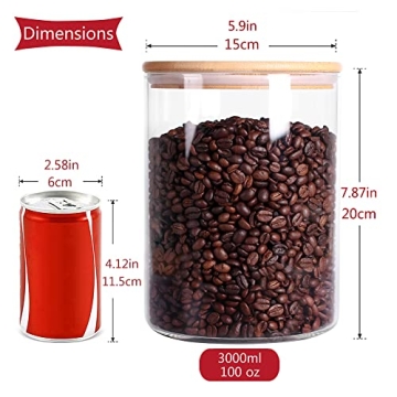 CZFWin Large Glass Flour Container Set with Airtight Lids