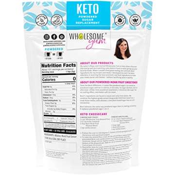 Wholesome Yum Besti Natural Powdered Sugar Substitute - Monk Fruit Sweetener With Allulose Blend Con...