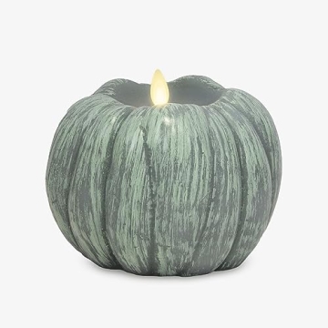 Luminara Pumpkin Flickering Flameless Candle in Iceberg Green