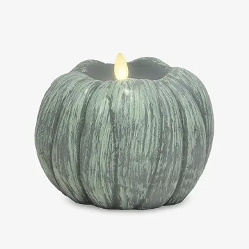 Luminara Pumpkin Flickering Flameless Candle in Iceberg Green