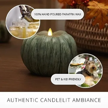 Luminara Pumpkin Flickering Flameless Candle in Iceberg Green