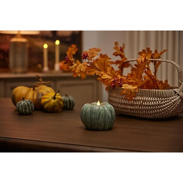 Luminara Pumpkin Flickering Flameless Candle in Iceberg Green