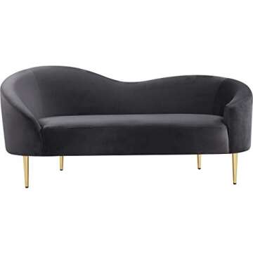 Luxurious Velvet Loveseat with Gold Legs - Modern Elegance