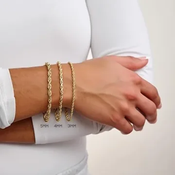 Abbie+Cleo 10K Gold Rope Chain Bracelet for Men and Women