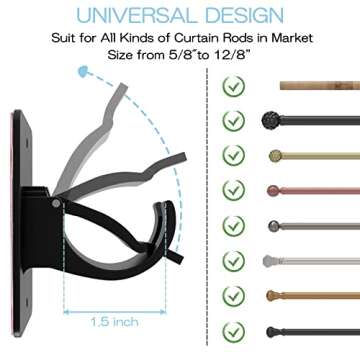 8 Pieces Self Adhesive Curtain Rod Bracket, Universal Plastic Curtain Rod Holders, No Drill Curtain ...