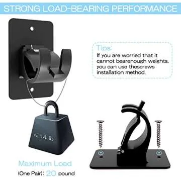 8 Pieces Self Adhesive Curtain Rod Bracket, Universal Plastic Curtain Rod Holders, No Drill Curtain Rod Brackets Curtain Rod Hooks for Bathroom, Bedroom, Livingroom, Kitchen (Black)