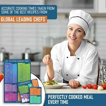Air Fryer Magnetic Cheat Sheet Set by Linda’s Essentials - Air Fryer Cooking Times Chart Magnet, Quick Reference Guide for Cooking and Frying, Air Fryer Cooking Times Chart & Kitchen Conversions