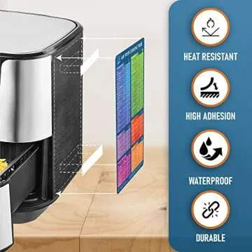 Air Fryer Magnetic Cheat Sheet Set by Linda’s Essentials - Air Fryer Cooking Times Chart Magnet, Quick Reference Guide for Cooking and Frying, Air Fryer Cooking Times Chart & Kitchen Conversions