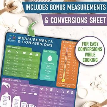 Air Fryer Magnetic Cheat Sheet Set by Linda’s Essentials - Air Fryer Cooking Times Chart Magnet, Quick Reference Guide for Cooking and Frying, Air Fryer Cooking Times Chart & Kitchen Conversions