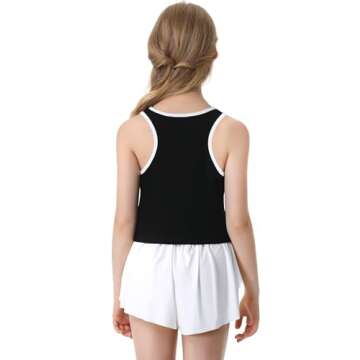 Sykooria Girls Athletic Tank Tops Basic Sleeveless Round Neck Shirts Cute Dance Crop Tops 6-16Y for Sports Yoga Workout Tops