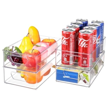 6 Pack Clear Stackable Pantry Bins for Fridge & Cabinet Organization