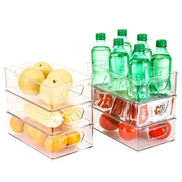 Stackable Clear Plastic Pantry Organizer Bins for Kitchen Storage