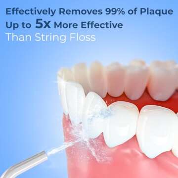 Water Flosser Cordless Pick for Teeth, 4 Modes, Gentle on Gums, Removes Plaque & Food Particles, B. WEISS High-Power, Rechargeable & Waterproof Oral Irrigator; 6 Replacement Tips Included.