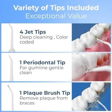 Water Flosser Cordless Pick for Teeth, 4 Modes, Gentle on Gums, Removes Plaque & Food Particles, B. WEISS High-Power, Rechargeable & Waterproof Oral Irrigator; 6 Replacement Tips Included.