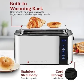 Elite Gourmet 4 Slice Toaster with Extra Wide Slots